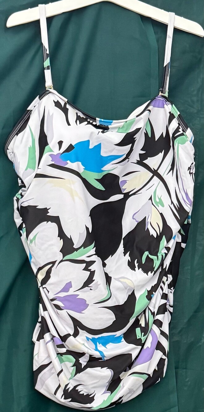 Ocean Blues Floral Print Polyester Large Women's